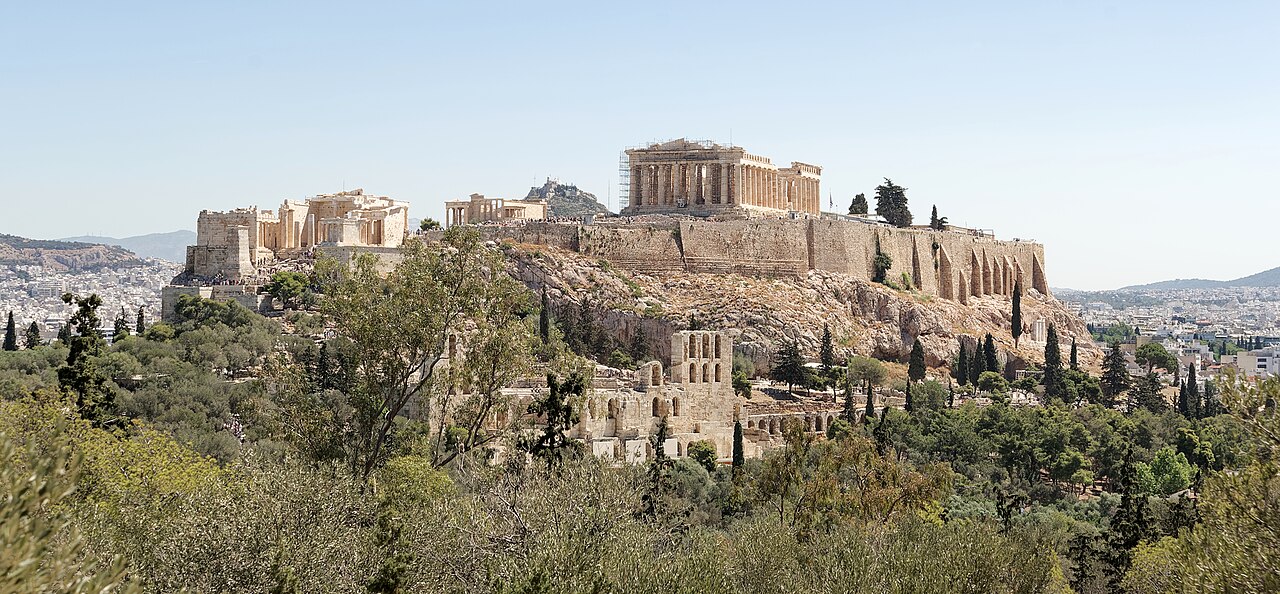 The Acropolis seen from Filopappou Hill, the park above Koukaki